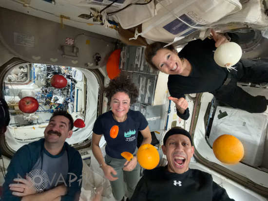 Astronauts with fresh food in the International Space Station - 04-2026