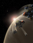 Des segments d'ADN circulent dans l'espace - Illustration