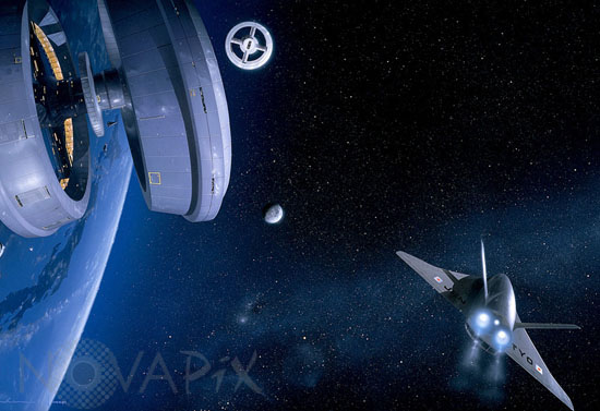 Stations spatiales en orbite autour de la Terre - Illustration
