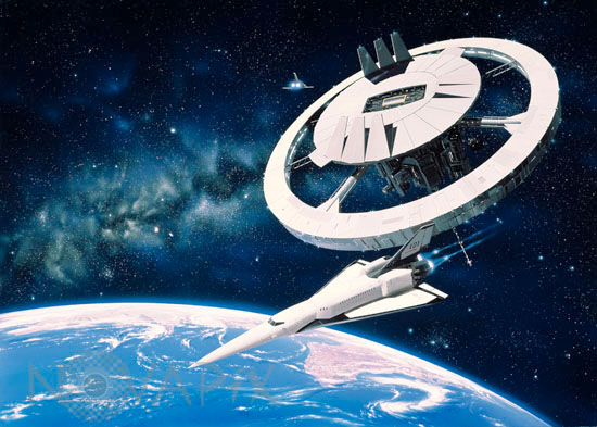 Station spatiale en orbite autour de la Terre - Illustration