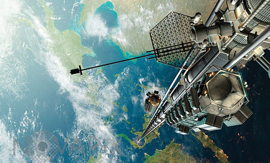 Ascenseur spatial - Vue d'artiste