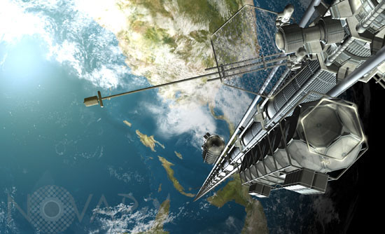 Ascenseur spatial - Vue d'artiste