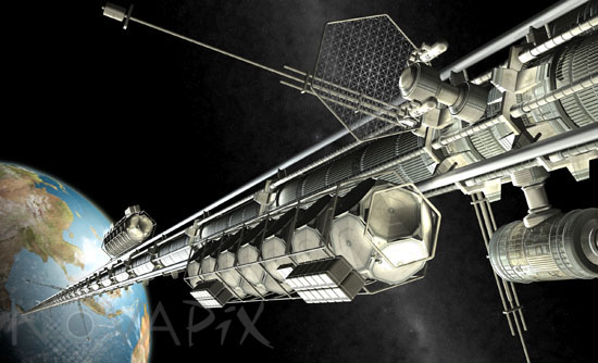 Ascenseur spatial - Vue d'artiste