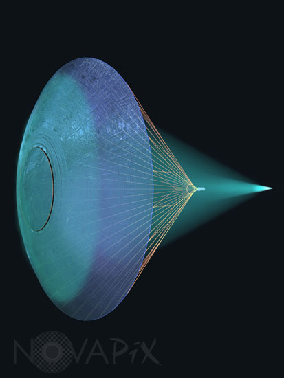 Vaisseau spatial propulsé par une voile solaire - Vue d'artiste