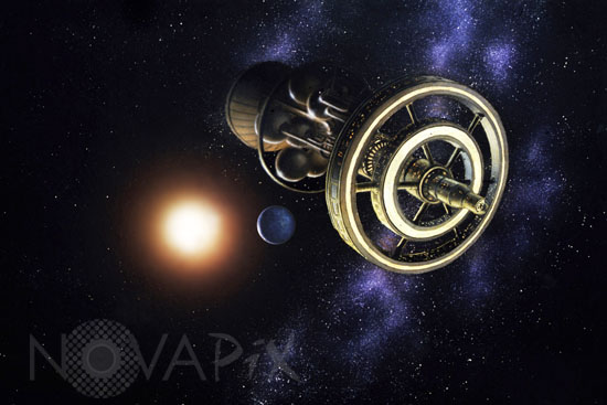 Vaisseau spatial près d'une exoplanète - Vue d'artiste