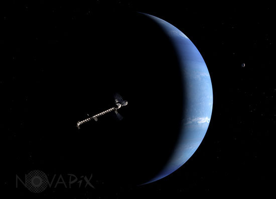 Vaisseau spatial près de Neptune - Vue d'artiste