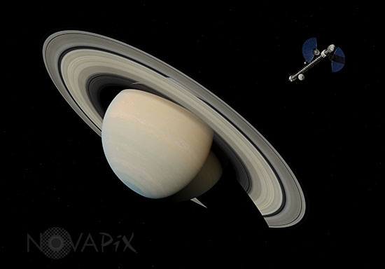 Interplanetary exploration vehicle near Saturn