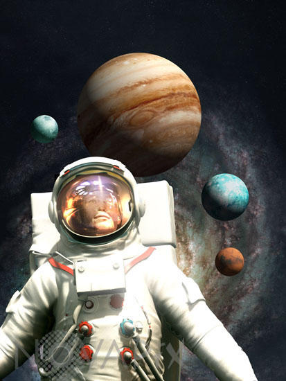 Astronaut and Planets - Artist view