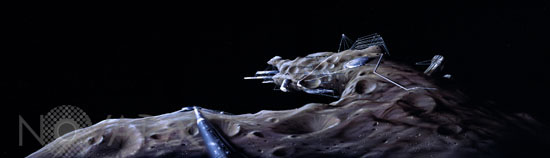 Base on an asteroid surface - Illustration