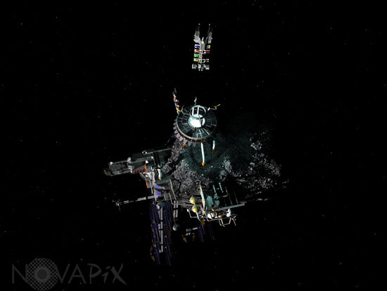 Mine sur un asteroide - Illustration