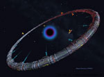 Station spatiale autour d'un trou noir - Illustration