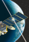 Satellite heurté par un débris spatial - Vue d'artiste