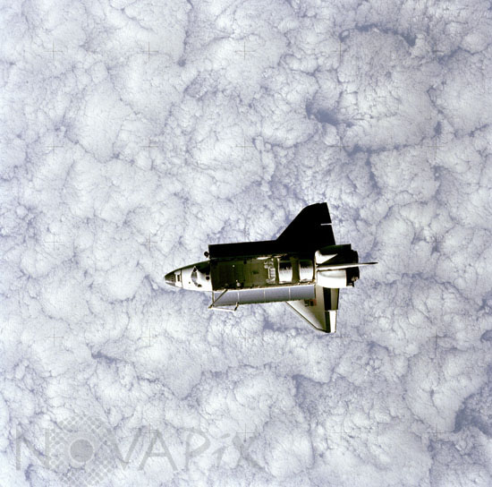 Space shuttle Challenger in space taken by the SPAS satellite