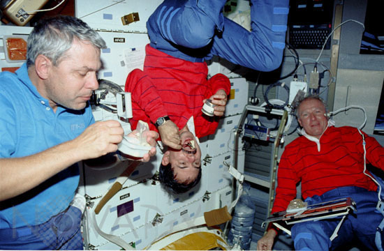 Astronauts meal in the space shuttle