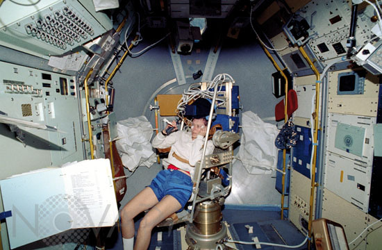 Astronaut Roberta Bondar in rotator chair