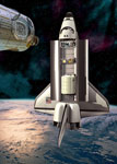 Vue d'artiste du module Columbus dans la navette spatiale