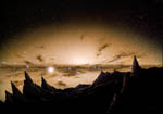 Exoplanet near the galactic center. Artwork.