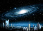 La galaxie d'Andromede vue d'une exoplanète - Vue d'artiste