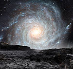 Galaxie dans le ciel d'une exoplanète
