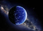 Exoplanète de type terrestre habitée - Vue d'artiste