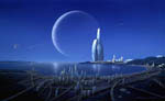 Exoplanète habitée - Vue d'artiste