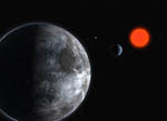 Vue d'artiste du système planétaire autour de Gliese 581