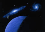 Planètes et galaxies - Vue d'artiste