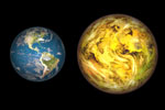 La Terre et l'exoplanète Gliese 581c