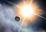 Exoplanète devant son étoile