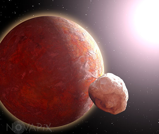 Exoplanet and Moon - Illustration