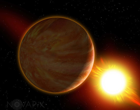Vue d'artiste de la 1e exoplanète découverte-51 Peg b