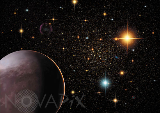 Vue d'artiste d'une planète dans un amas globulaire