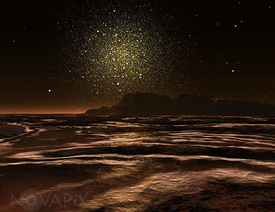 Planète près d'un amas globulaire - Vue d'artiste