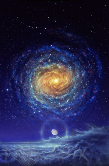 Galaxie dans le ciel d'une exoplanète