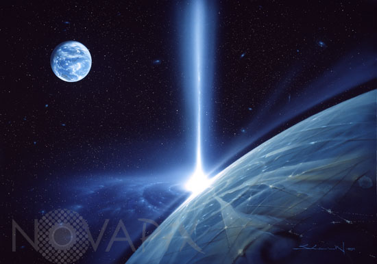 Exoplanet near a quasar - Artist view