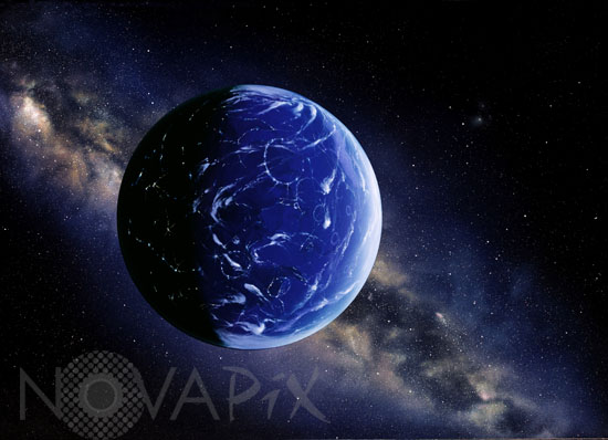 Exoplanète de type terrestre habitée - Vue d'artiste
