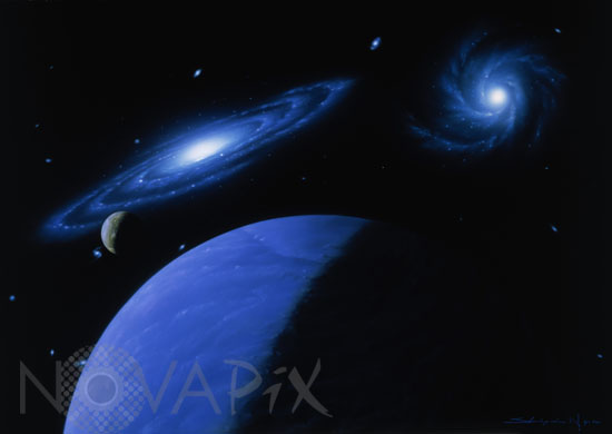 Planets and galaxies - Artist view