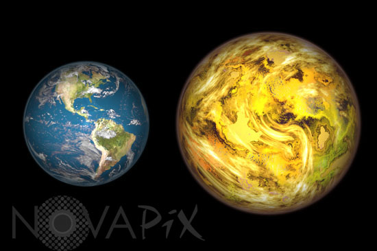 La Terre et l'exoplanète Gliese 581c