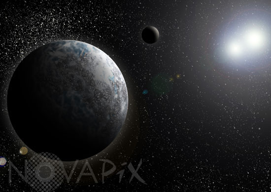 Artwork of extrasolar planets around a binary star