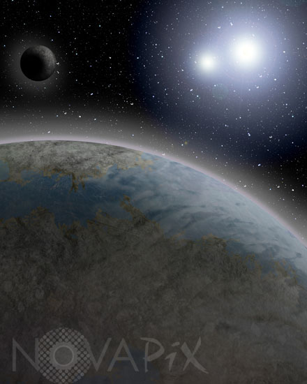 Système planétaire autour d'une étoile double.