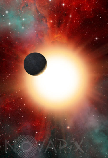 Exoplanète devant son étoile