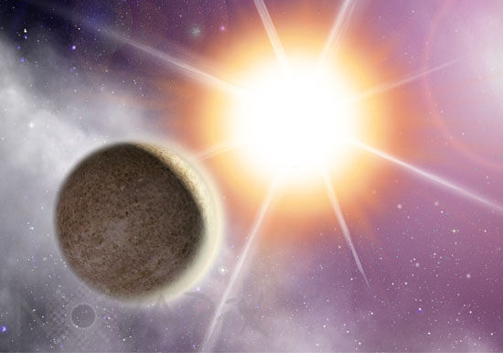 Exoplanète devant son étoile