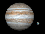 Comparaison de tailles: la Terre et Jupiter