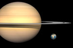 Comparaison de tailles: la Terre et Saturne