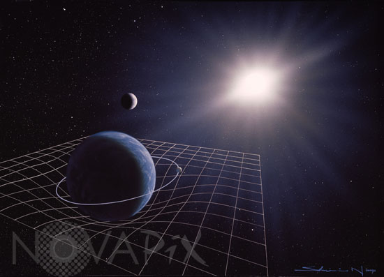 Distorsion of space due to the Earth. Artist view