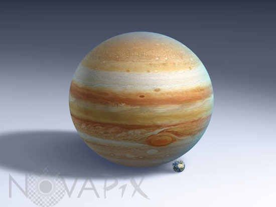 Planetary-size comparison : Earth and Jupiter