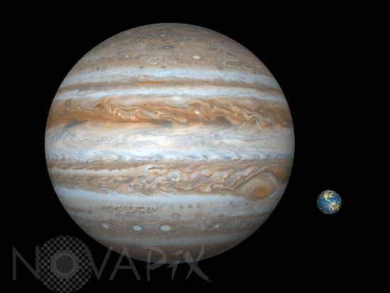 Comparaison de tailles: la Terre et Jupiter