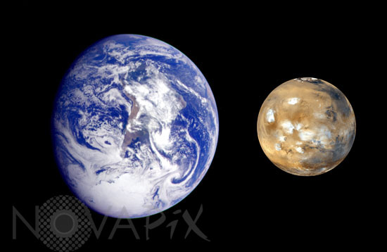 Comparaison des tailles de la Terre et de Mars