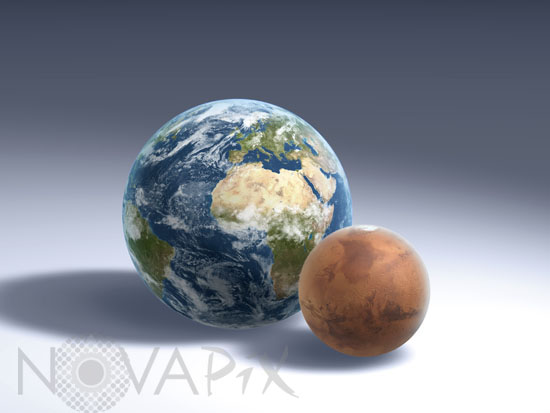 Comparaison des tailles de la Terre et de Mars