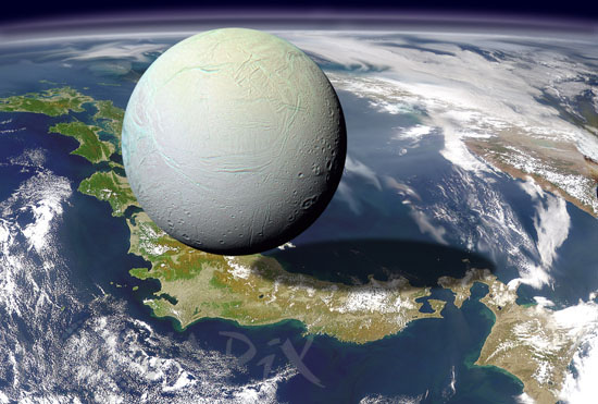 Planetary-size comparison : Enceladus with Japan